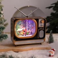 Kalėdinis Retro Televizorius Spalvotas Šviesos Sniego Muzikinė Dėžutė Kalėdų Senelis Dovana Langų Papuošalai Kalėdų Eglutės Dekoracija