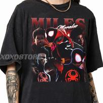 Miles Morales Spider-Verse T-and vaikiški marškinėliai, Across Comic Grafiniai marškinėliai 120 black