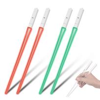 2 poros Šviesos kardų valgymo lazdelių, šviečiančios LED, 9 spalvų keičiančios valgymo lazdelių, skaidrios ABS, lengvos ir nešiojamos 2 Pair white