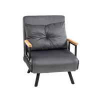 Sofa-lova - MUVOE - Vienvietis fotelis - Reguliuojama nugarėlė - Velūras - Tamsiai pilka pilka