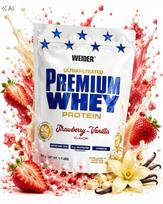 Išrūgų baltymai WEIDER Premium Whey 500g, braškių ir vanilės skonio, 24g baltymų