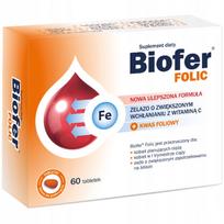 Maisto papildas BIOFER Folic, folio rūgštis, vitaminas C, 60 kapsulių