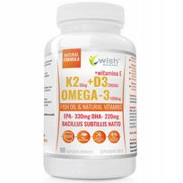 Maisto papildas Wish Pharmaceutical Omega 3 + K2 + D3 2000 IU, 90 kaps.