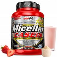 Baltyminiai milteliai Amix Micellar Casein 1 kg, braškių skonio