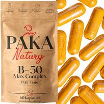 Vitaminų B kompleksas VITAMIN B-50 METHYL TMG, B6, B12, B3, 60 kapsulių