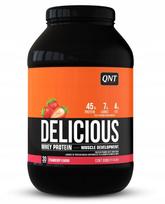 Išrūgų baltymų papildas QNT DELICIOUS su BCAA, WPI, WPC, 908g, braškių skonio