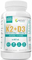 Maisto papildas Wish Vitamin K2 MK-7 + Vitamin D3 aliejuje 2000IU, 120 kapsulių