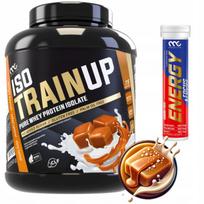 Baltyminiai milteliai MUSCLE CLINIC ISO TRAIN UP 2250 g, 92 g baltymų, 0 g cukraus, sūdyto karamelės skonio