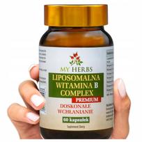 Liposominis B grupės vitaminų kompleksas B1 B2 B3 B5 B6 B9 folio rūgštis B12 60 vnt.