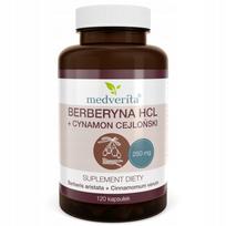 Maisto papildas Medverita Berberine HCL 98% su cinamonu, 120 kapsulių