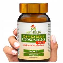 Liposominis vitaminas D3+K2 MK-7 4000IU, 80 kaps.