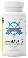 Maisto papildas Navigator vitaminas D3 10000 IU vitaminas K2 MK-7 120