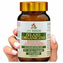 Organinis geležies papildas 30mg forte, 120 kapsulių
