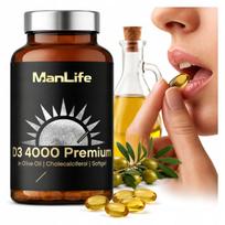 Maisto papildas Vitamin D3 4000 Premium 120k lanolinas cholikalciferolis alyvuogių aliejuje