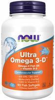 Maisto papildas NOW FOODS ULTRA OMEGA 3-D, EPA 600mg, DHA 300mg, 90 kapsulių