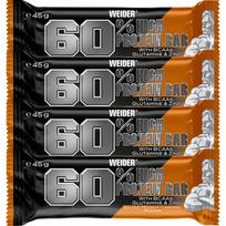 Baltyminis batonėlis WEIDER 60% be cukraus, karamelės skonio, 45 g x 4