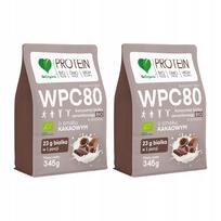 Išrūgų baltymų milteliai BeOrganic WPC 80, kakavos skonio, 2 x 345 g