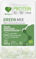 Augalinių baltymų milteliai BeOrganic Green MIX BIO 250g, moliūgų, rudųjų ryžių