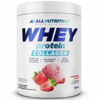 Baltyminiai milteliai su kolagenu Allnutrition Whey Protein Collagen 500g braškių skonio