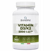 Maisto papildas Bandini Vitamin D3 K2, 365 tabletės, 5000 IU D3, 100 mcg K2