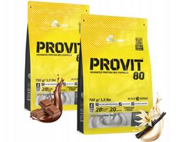 Baltyminiai milteliai OLIMP Provit 80, šokolado (700 g) ir vanilės (700 g) skonio