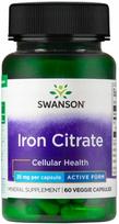 Geležies citratas Swanson 25 mg, 60 kapsulių