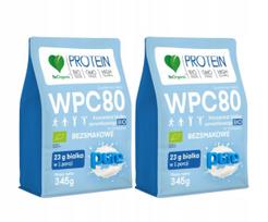 Baltyminiai milteliai BeOrganic WPC 80, 2 x, be skonio, BIO, su BCAA