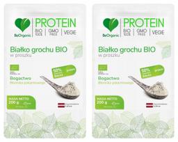 Žirnių baltymų milteliai BEORGANIC BIO 50% Pisum Sativum Vegan, 2 x 200 g
