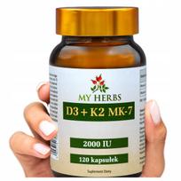 Vitaminas D3 + K2 MK-7, 120 kapsulių