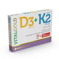 Vitaminų D3 ir K2 tabletės ALG Pharma Vitalgold, 30+10 vnt.