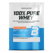 Baltymų koncentratas BioTech 100% Pure Whey 28g, sūrios karamelės skonio