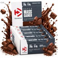 Baltyminis batonėlis DYMATIZE Super Mass Gainer, šokolado skonio, 10 x 90g, 28g baltymų