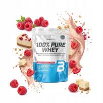 Whey baltymų koncentratas BIOTECH USA 100% PURE WHEY 454g, aviečių sūrio pyrago skonio