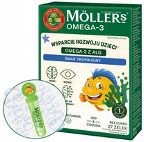 Guminukai su omega-3 iš dumblių, tropinio skonio, be cukraus, su vitaminu D ir cholinu, MÖLLER'S