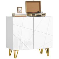 Modernus prabangus blizgus komoda, su plaukų segtuko kojelėmis - Balta 80 x 40 x 75 cm