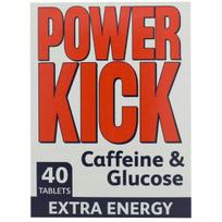 Energinės tabletės su kofeinu ir gliukoze POWERKICK 40 vnt.