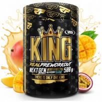 Pre-workout milteliai Real Pharm KING 500 g, mango ir pasiflorų skonio
