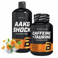 Maisto papildas BIOTECH AAKG SHOCK 1000 ml ir BIOTECH CAFEINE AND TAURINE 60 kaps.