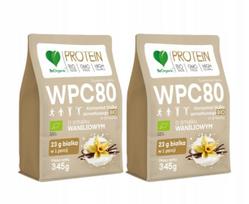 Baltyminiai milteliai BeOrganic WPC 80 2 x BIO, vanilės skonio, su BCAA