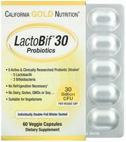 Maisto papildas California GOLD LactoBif, 30 milijardų, 60 kapsulių, 8 probiotikų štamai