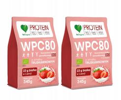 Baltymų milteliai BeOrganic WPC80 BIO braškių skonio