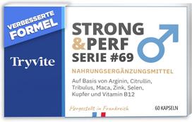 Maisto papildas TRYVITE STRONG&PERF 60 kapsulių, su ženšeniu, maca, argininu ir cinku potencijai