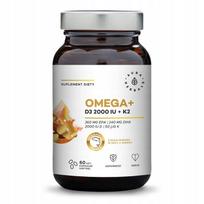 Maisto papildas Omega+ Vitamin D3 2000 IU + K2 MK-7 Aura Herbals 60 kapsulių