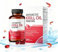 Krilių aliejus 1000mg Omega 3 EPA DHA astaksantinas, 120 kapsulių