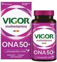 Multivitaminai moterims VIGOR ONA 50+ su vitaminais ir mineralais, 90 tablečių