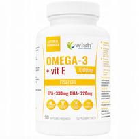 Maisto papildas Wish Omega-3 + Vitaminas E 1000 mg, 90 kapsulių