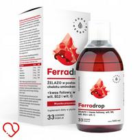 Skystas geležies papildas Aura Herbals Ferradrop su vitaminu C, B6, B12, 500 ml