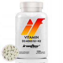 Maisto papildas IRONFLEX Vitamin D3 4000 IU + K2 MK7, 120 tabletės