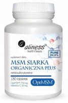 Maisto papildas Aliness MSM Organic Sulphur PLUS OPTI MSM 180 tabl. sąnariams, raumenims, kremzlėms