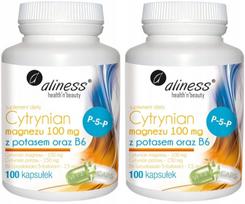 Maisto papildas ALINESS Magnesium citrate 100mg su potassium 150mg, B6, 2x100 kaps.